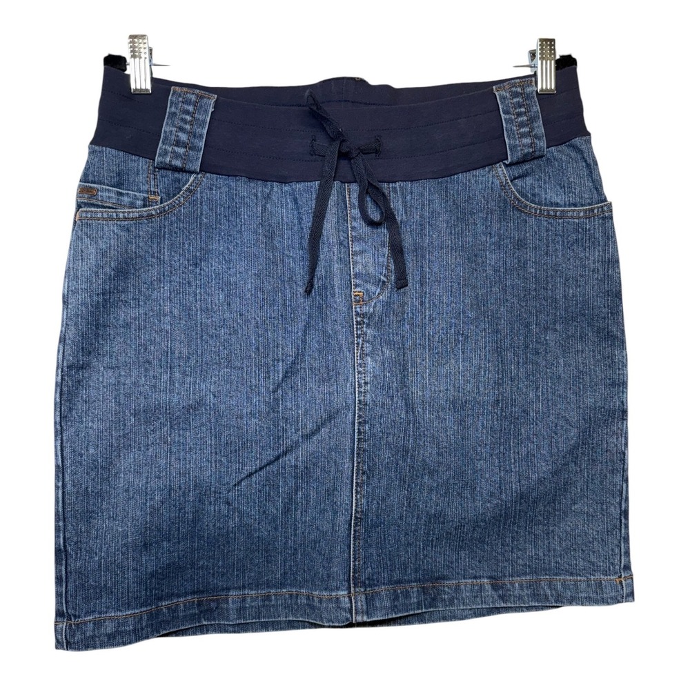 Oh Baby by Motherhood Maternity Denim Skirt Medium Blue Elastic Belly Band 31199